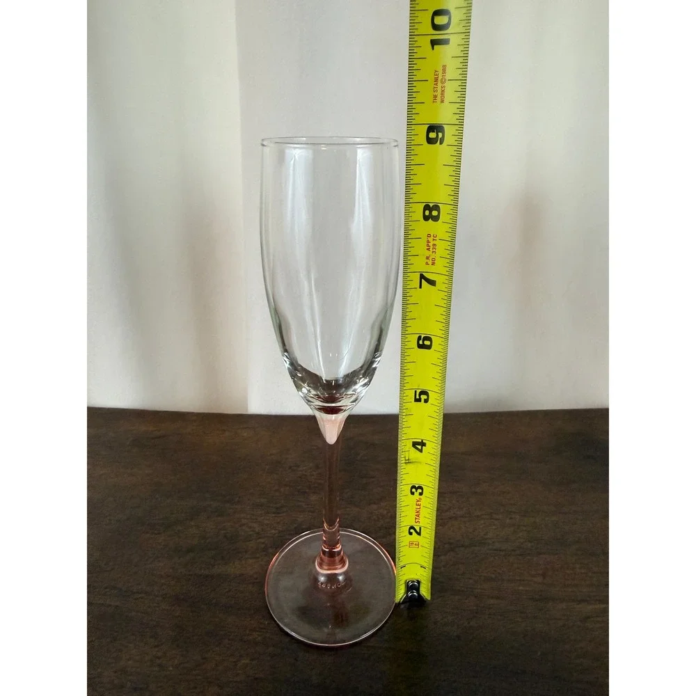 VTG 1980s Set of THREE Luminarc France Pink Stem Champagne‎ Flutes 9